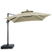 Sano 10 Ft Square Umbrella w/ Double Top w/ LED Light + 37" Large Base - Marjories Furniture (Las Vegas, NV)