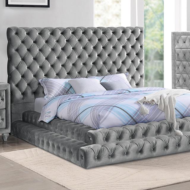 STEFANIA E.King & Queen Bed, Black & Gray - Marjories Furniture (Las Vegas, NV)