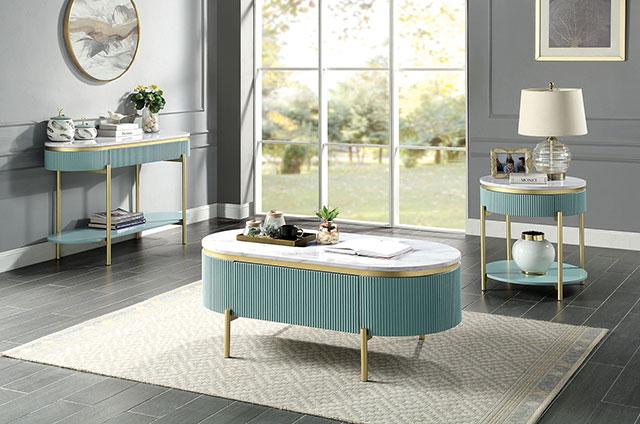 KOBLENZ End Table, Light Teal - Marjories Furniture (Las Vegas, NV)