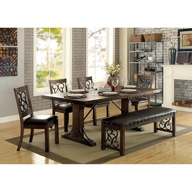 PAULINA Rustic Walnut Dining Table - Marjories Furniture (Las Vegas, NV)