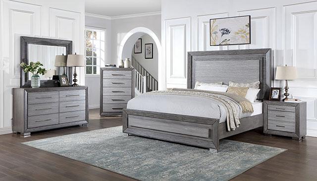 RAIDEN Cal.King, E.King, & Queen Bed, Gray - Marjories Furniture (Las Vegas, NV)