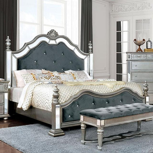 Azha Silver/Gray Cal.King & Queen Bed - Marjories Furniture (Las Vegas, NV)