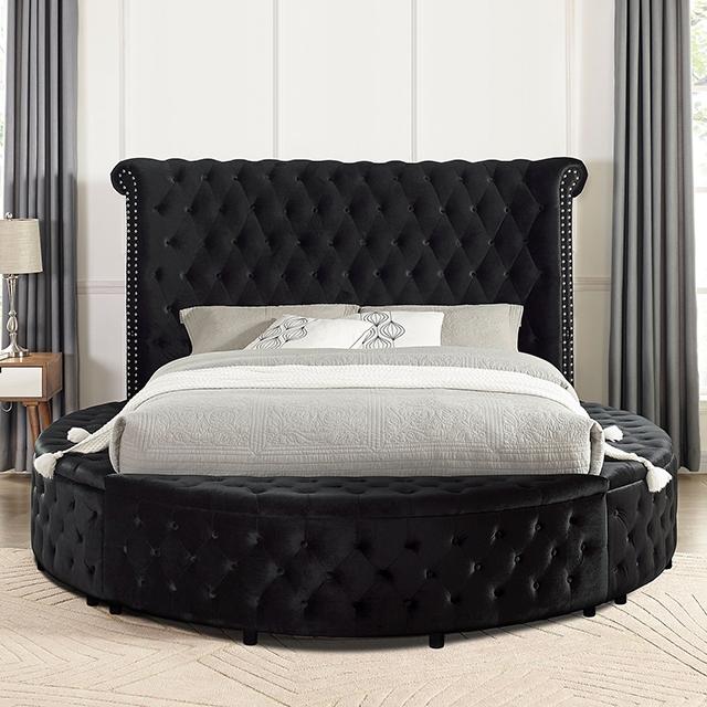 SANSOM E.King & Queen Bed, Black, Blue, & Grey - Marjories Furniture (Las Vegas, NV)