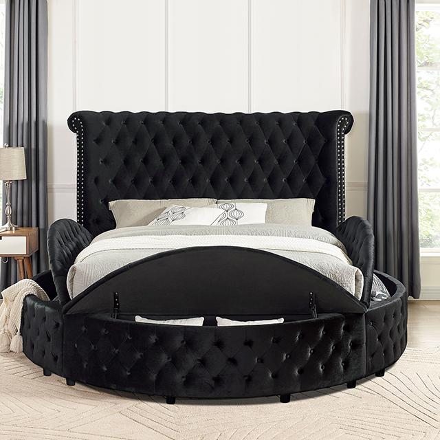 SANSOM E.King & Queen Bed, Black, Blue, & Grey - Marjories Furniture (Las Vegas, NV)