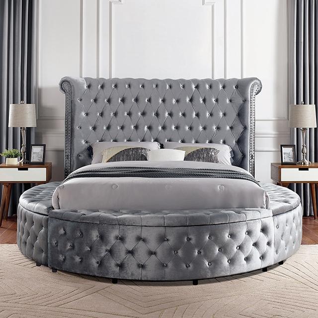 SANSOM E.King & Queen Bed, Black, Blue, & Grey - Marjories Furniture (Las Vegas, NV)