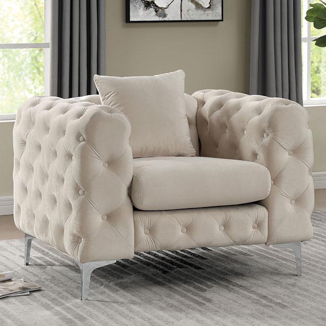 SAPPHIRA Chair, Beige - Marjories Furniture (Las Vegas, NV)