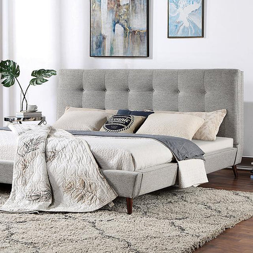 LEOMIN Cal.King, E.King, Full, & Queen Bed, Gray - Marjories Furniture (Las Vegas, NV)