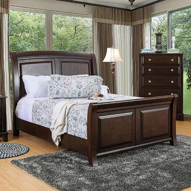 Litchville Brown Cherry Cal.King, E.King, & Queen Bed - Marjories Furniture (Las Vegas, NV)