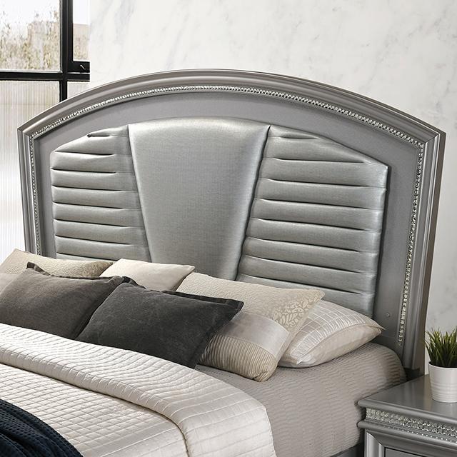 MADDIE E.King Bed, Silver - Marjories Furniture (Las Vegas, NV)