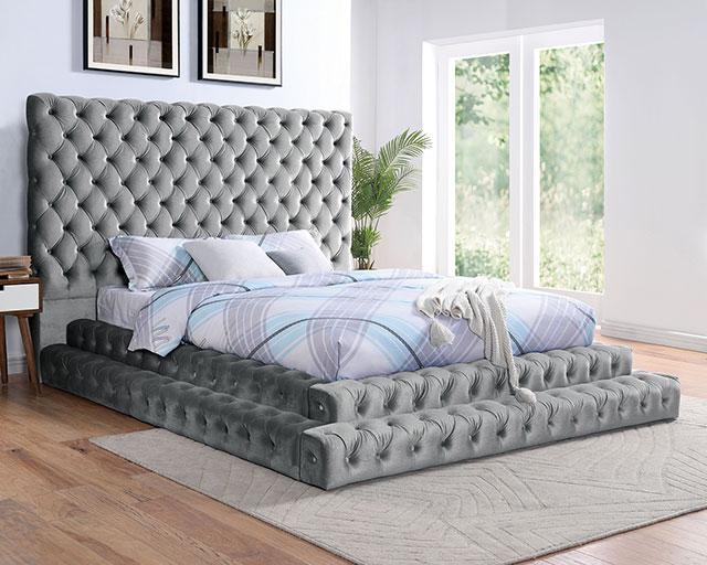 STEFANIA E.King & Queen Bed, Black & Gray - Marjories Furniture (Las Vegas, NV)