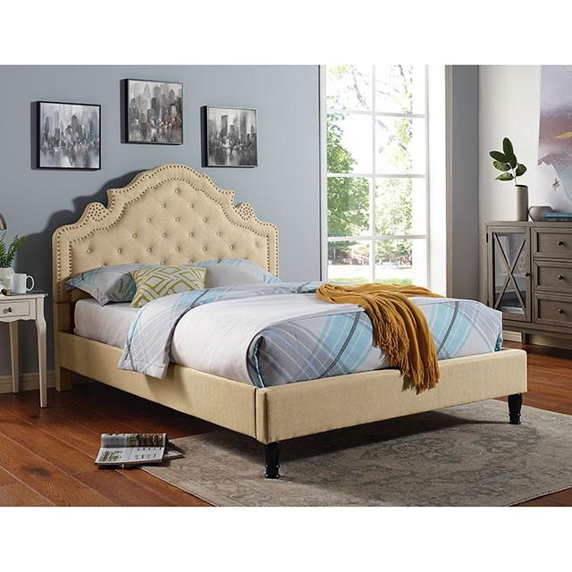 Aubree Bed Beige - Marjories Furniture (Las Vegas, NV)