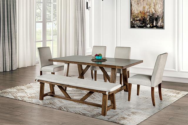 Losone Dining Table Set with Bench Rustic - Marjories Furniture (Las Vegas, NV)