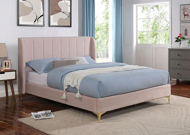 PEARL Full, Queen, & Twin Bed, Light Pink - Marjories Furniture (Las Vegas, NV)