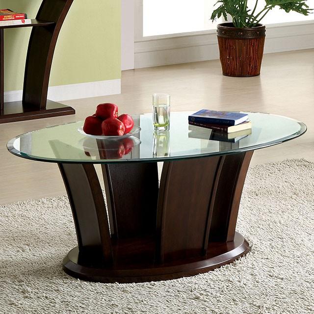 MANHATTAN IV Brown Cherry Coffee Table, Brown Cherry - Marjories Furniture (Las Vegas, NV)