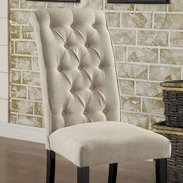 Mashall Beige/Antique Black Side Chair, Ivory (2/CTN) - Marjories Furniture (Las Vegas, NV)