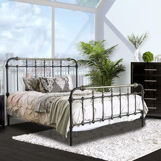 RIANA Antique Black Metal E.King, Full, Queen, & Twin Bed - Marjories Furniture (Las Vegas, NV)