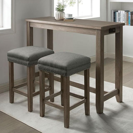 CAERLEON 3 Pc. Counter Ht. Table Set, Wire-brushed Gray - Marjories Furniture (Las Vegas, NV)