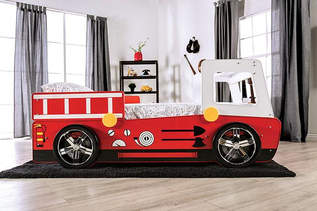 FIERSTALL Twin Bed, Red - Marjories Furniture (Las Vegas, NV)