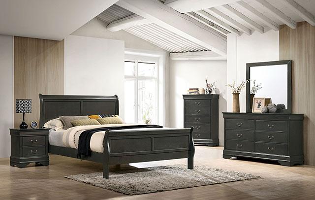 Louis Philippe Night Stand Gray - Marjories Furniture (Las Vegas, NV)