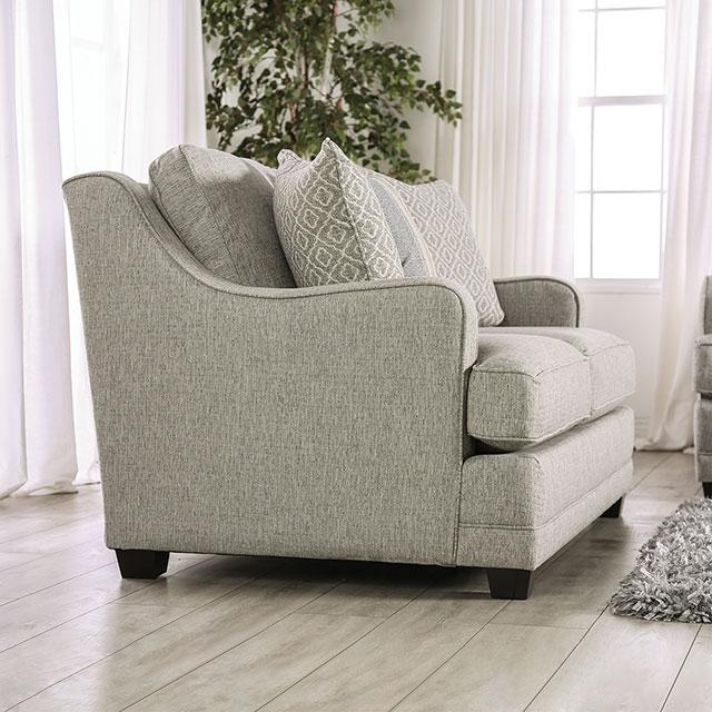 STEPHNEY Loveseat, Gray/Gold - Marjories Furniture (Las Vegas, NV)