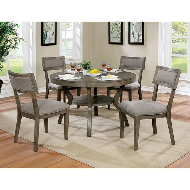Leeds Gray Round Dining Table - Marjories Furniture (Las Vegas, NV)