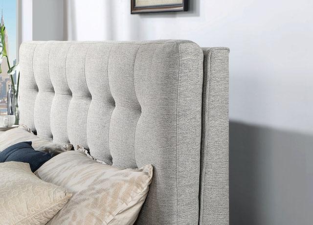 LEOMIN Cal.King, E.King, Full, & Queen Bed, Gray - Marjories Furniture (Las Vegas, NV)