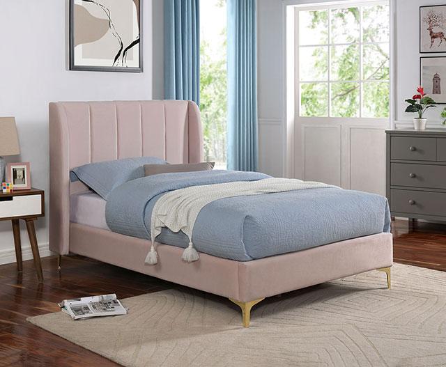 PEARL Full, Queen, & Twin Bed, Light Pink - Marjories Furniture (Las Vegas, NV)