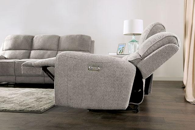 MORCOTE Power Recliner, Light Gray - Marjories Furniture (Las Vegas, NV)