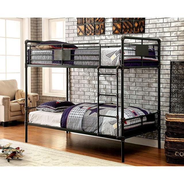OLGA Antique Black Metal Twin/Twin Bunk Bed - Marjories Furniture (Las Vegas, NV)