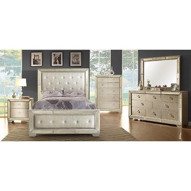 LORAINE Champagne Media Chest - Marjories Furniture (Las Vegas, NV)