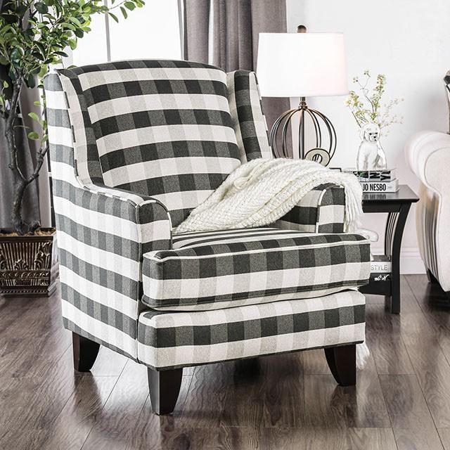 Patricia Ivory/Black Stripe Chair - Marjories Furniture (Las Vegas, NV)