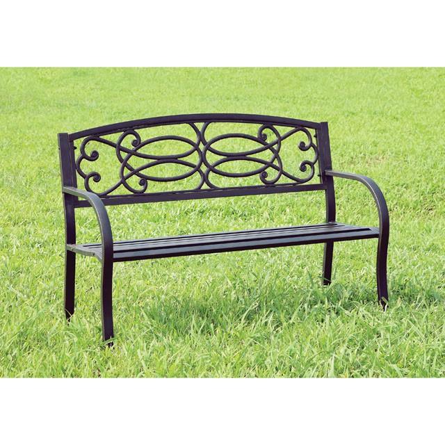 POTTER Black Patio Steel Bench - Marjories Furniture (Las Vegas, NV)