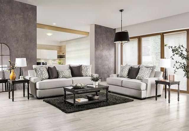 PICOTEE Sofa, Light Gray/Black - Marjories Furniture (Las Vegas, NV)
