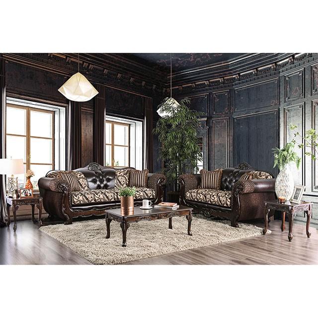 Quirino Light Brown/Dark Brown Love Seat - Marjories Furniture (Las Vegas, NV)