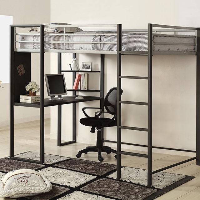 Sherman Silver/Gun Metal Full Bed w/ Workstation - Marjories Furniture (Las Vegas, NV)