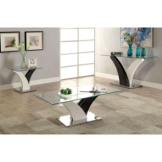 SLOANE White/Dark Gray/Chrome Coffee Table - Marjories Furniture (Las Vegas, NV)