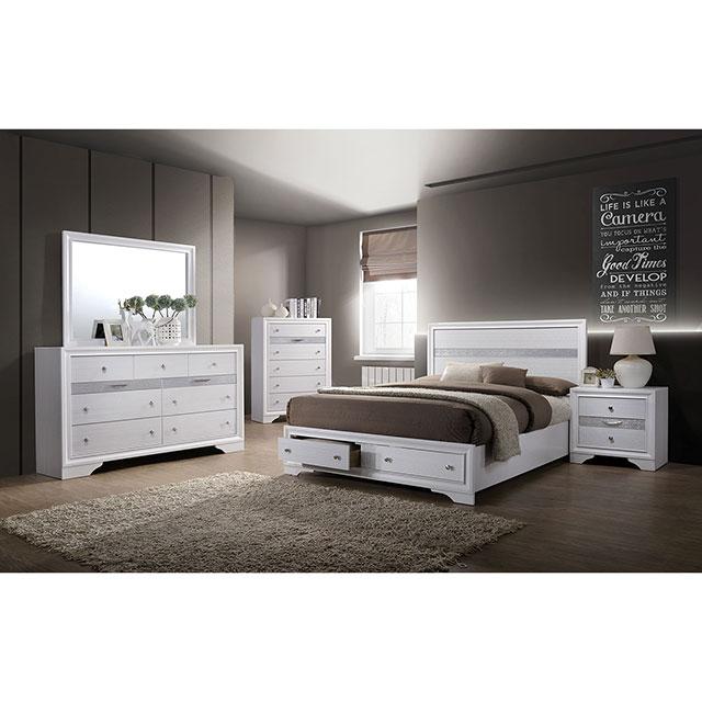 CHRISSY E.King, Full, & Queen Bed White, Grey, & Black - Marjories Furniture (Las Vegas, NV)