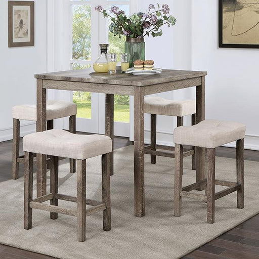 TORREON 5 Pc. Counter Ht. Table Set, Light Gray/Beige - Marjories Furniture (Las Vegas, NV)