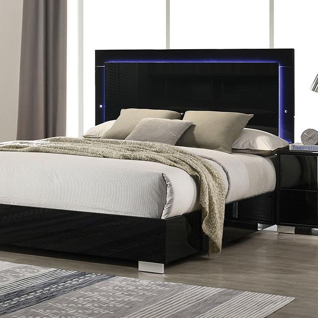 Sinistra Bed Beige, Black, White - Marjories Furniture (Las Vegas, NV)
