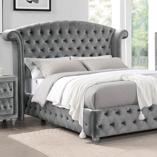 Zohar Queen & Twin Bed Black, Grey, & Pink - Marjories Furniture (Las Vegas, NV)
