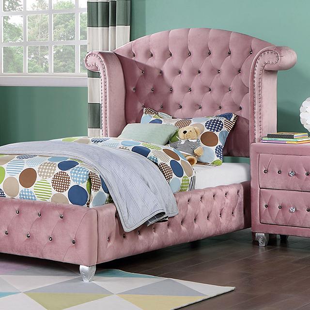 Zohar Queen & Twin Bed Black, Grey, & Pink - Marjories Furniture (Las Vegas, NV)