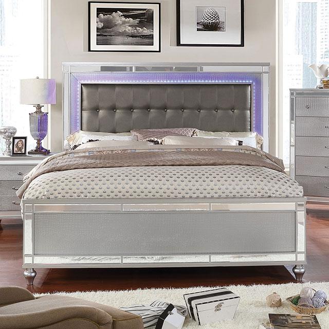 Brachium Bed White & Silver - Marjories Furniture (Las Vegas, NV)