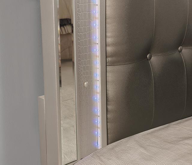 Brachium Bed White & Silver - Marjories Furniture (Las Vegas, NV)