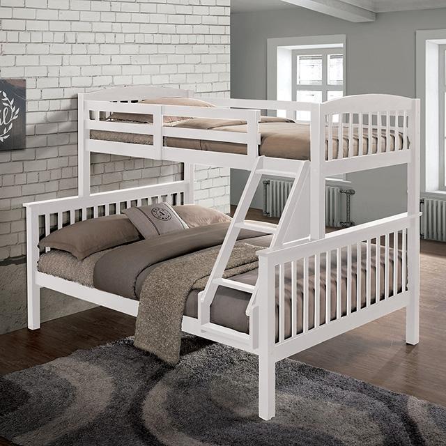 Brookings Twin/Full Bunk Bed White, Brown & Black - Marjories Furniture (Las Vegas, NV)