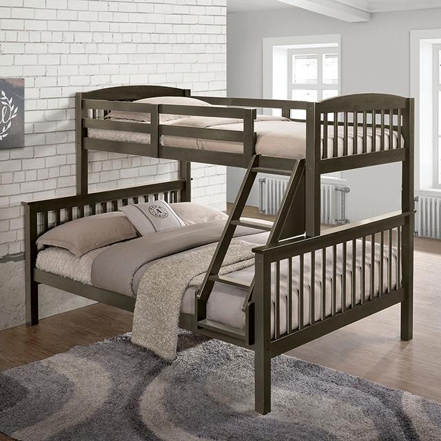 Brookings Twin/Full Bunk Bed White, Brown & Black - Marjories Furniture (Las Vegas, NV)