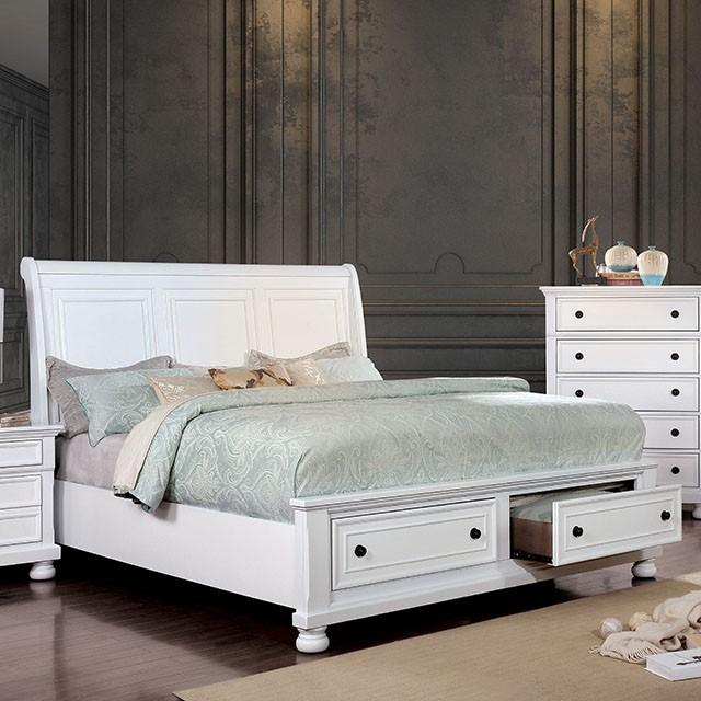 Castor Bed Black, Chrome, & White - Marjories Furniture (Las Vegas, NV)
