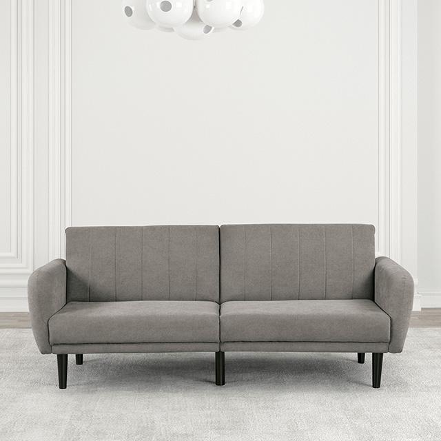 Aristide Futon Sofa Grey & Brown - Marjories Furniture (Las Vegas, NV)