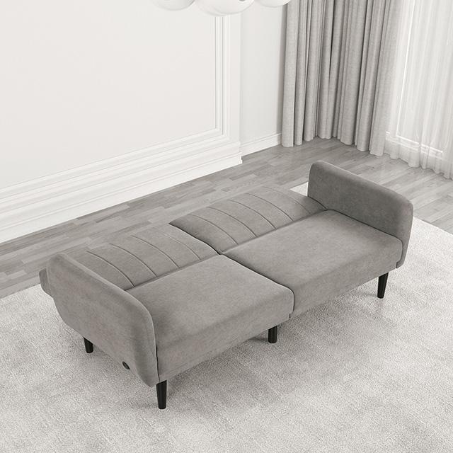 Aristide Futon Sofa Grey & Brown - Marjories Furniture (Las Vegas, NV)