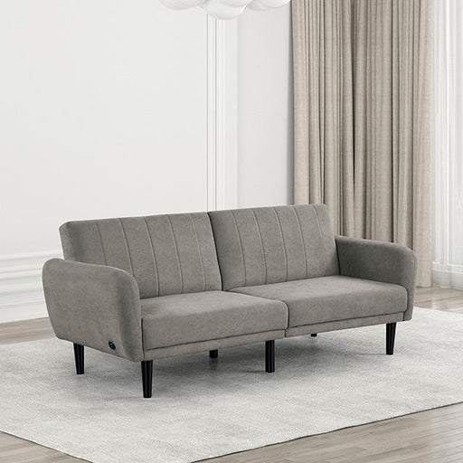 Aristide Futon Sofa Grey & Brown - Marjories Furniture (Las Vegas, NV)