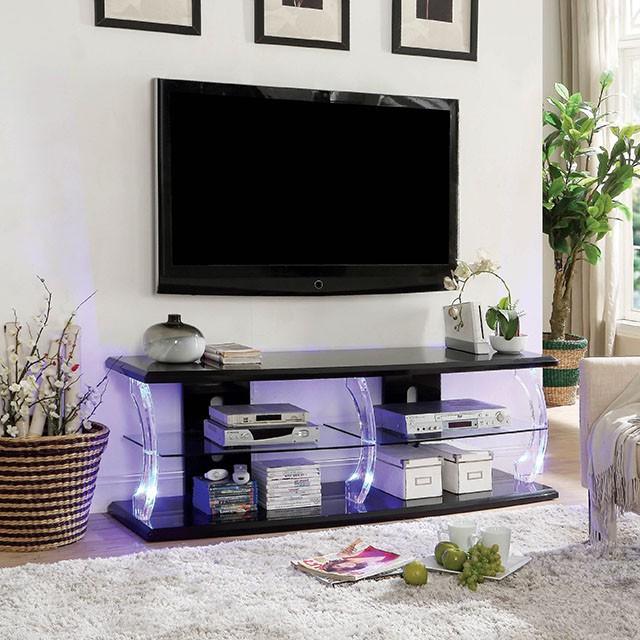 Ernst Black/Clear 60" TV Stand - Marjories Furniture (Las Vegas, NV)